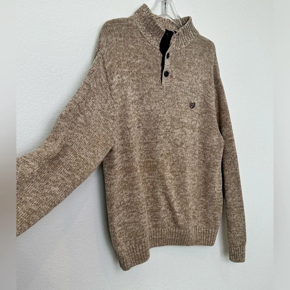 Chaps 100%‎ Cotton Tan Sweater with elbow patches Size XXL - Picture 4 of 12